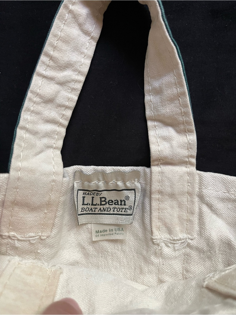 L.L. Bean Natural Canvas Tote with Dark Green Trim Boat And Tote - Picture 2 of 4